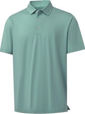 Men  B- Beryl GreenDry Fit Polo Shirt Color Block Chest Print Moisture Wick